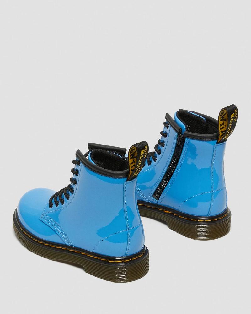 Kids' Dr Martens Toddler 1460 Patent Leather Lace Up Boots Blue | AU 700GSO